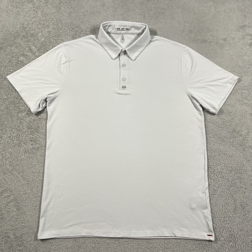Sun Day Red Golf Polo Shirt Mens Medium Gray Performance Short Sleeve
